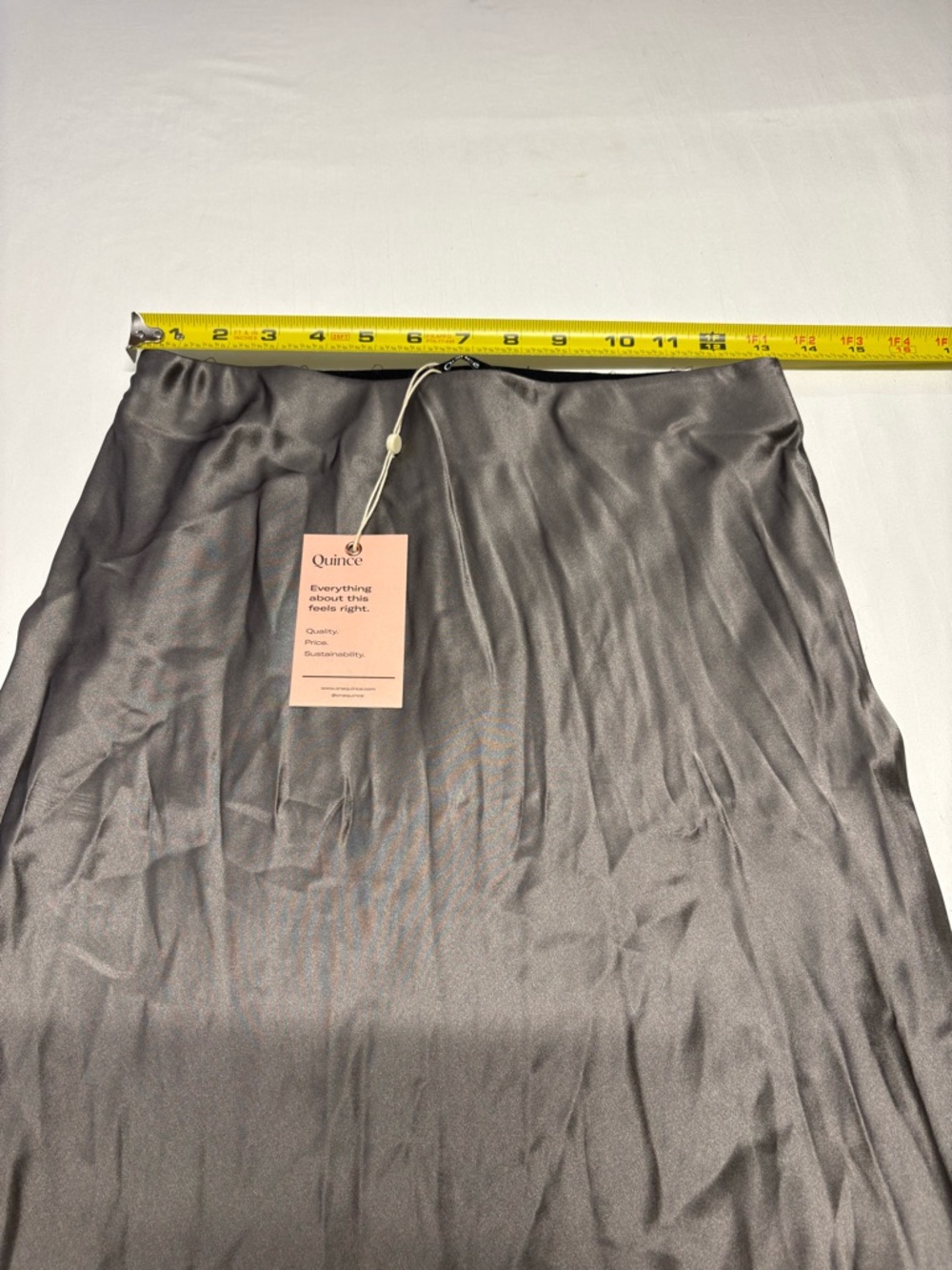 Quince Charcoal Gray Midi Silk Skirt - Picture 3 of 6